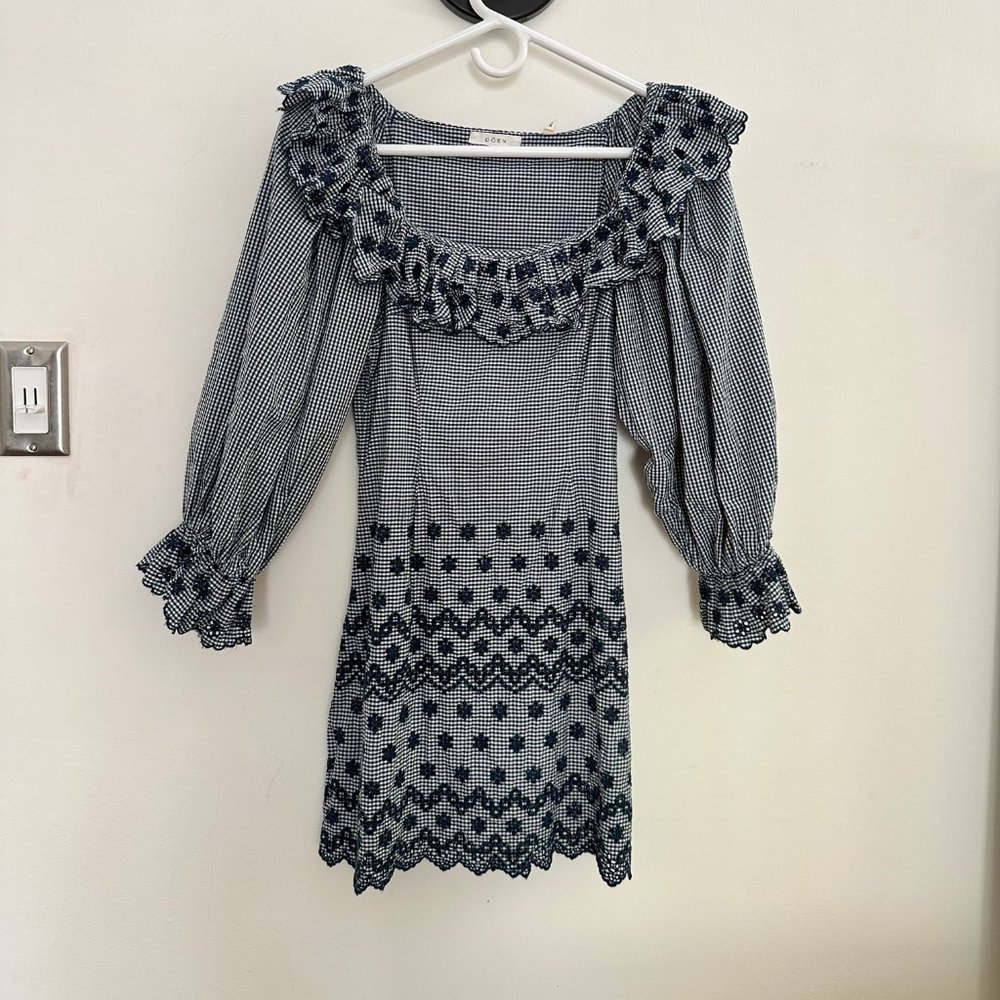 DOEN FRANIQUE DRESS AZURE PARIS GINGHAM XS